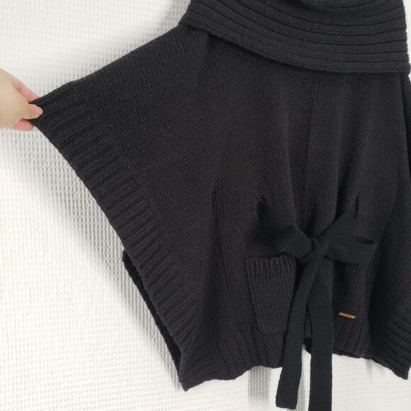 Michael Michael Kors Poncho Sweater Womens Small/Medium Black Knit Cowl Neck - Picture 5 of 16